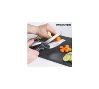 InnovaGoods – Couteau-ciseau 2 en 1 avec planche intégrée – Inox, Noir/Gris