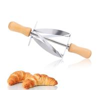 Couteau Croissant, Couteau À Rouleau À Pâte En Acier Inoxydable, Couteau À Rouleau À Tambour De Cuisson De Cuisine Outil De Fabrication De Pâtisserie De Pâte Avec La Poignée En Bois