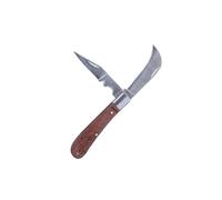 Couteau d’Électricien 2 Lames - Inox Trempé 50-55 HrC, Manche Bois Ergonomique, Lame Droite à Dénudage + Lame Incurvée, Rivets Laiton Brillant - Outil Polyvalent pour Électricien et Bricoleur