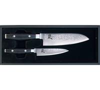 Couteau Damassé Yaxell Ran 69 - Santoku 16,5 Cm Lame + Couteau Universel 12 Cm