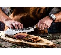 Couteau de Boucher Forged Katai, Acier VG10, Manche en Bois de Racine, Lame 25,5 cm