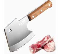 Couteau de boucher Hackmesser, 15 cm, acier inoxydable 4Cr14Mov, lame pleine (full tang), idéal pour la découpe de viande, d'os, de volaille. Manche en bois de bouleau