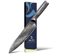 Couteau de chef, 8 pouces, revêtement en titane, acier inoxydable, manche en bois, noir, tranchant