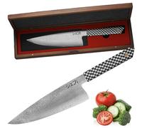 Couteau de chef Gyuto, en acier damasquiné, lame de 20,5 cm, affûté à la main, manche en résine