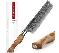 Couteau de chef japonais de type Nakiri, en acier damas