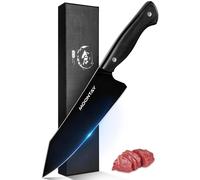 Couteau de chef Kirisuke, 17 cm, avec revêtement en titane noir, en acier inoxydable, avec manche en bois