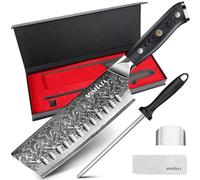 Couteau de chef Nakiri, 18 cm, acier damas japonais, 67 couches d'acier damas, manche en G10, ensemble avec affûtage