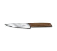 Victorinox Swiss Modern Couteau d'Office, Lame 15 cm, Bois de Noyer | Couteau de cuisine polyvalent avec lame inox pointue et manche ergonomique en noyer. Ideal pour la maison.