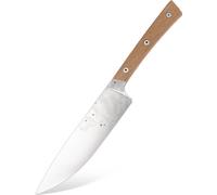 Couteau de cuisine BPS Knives Rosemary, acier inoxydable 5Cr14MoV, bois de noyer, étui en cuir marron