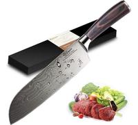 Couteau de cuisine, couteau santoku japonais, couteau de cuisine en acier à haute teneur en carbone, à lame lisse et manche ergonomique, idéal pour un usage domestique