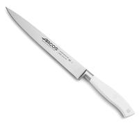 Couteau de cuisine, lame de 20 cm, acier inoxydable, manche ergonomique, couleur blanche