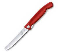 Victorinox Swiss Classic Couteau de pique-nique pliable pour les randonnées, fruits, légumes, petits pains, saucisses, avec lame droite, extra tranchante, Rouge