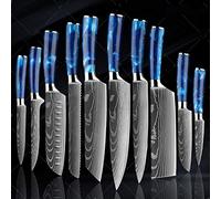 Couteau de cuisine Set Couteau Damas modèle Couteau Set chef japonais Fendoir Slicing Utility Couteau couteau (Color : LSZ JD 10PC)