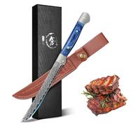 Couteau de désherbage, 14,5 cm, couteau à fileter, acier damas avec noyau en acier VG10, manche en bois, étui de protection, couleur argent