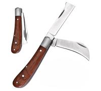 Couteau de jardin, couteau de greffage avec 2 lames, couteau d'entaille pour arbres fruitiers, couteau multifonction de poche