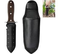 Couteau de jardin Hori Hori avec étui en cuir - en acier inoxydable pour bêcher, creuser, couper et planter