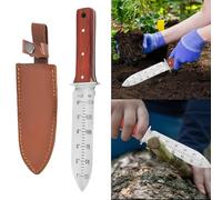 Couteau de jardinage 3 en 1, truelle en acier inoxydable, pelle à main dentelée robuste, truelle à main, pelle à plantes pour le contrôle des mauvaises herbes et plantation précise de bulbes