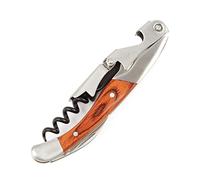Couteau de serveur professionnel - Tire-bouchon - Décapsuleur - Coupe-capsule - Double levier - Bois verni