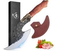 Couteau de survie forgé à la main, en acier au carbone, avec étui en PU, idéal pour le camping, le barbecue et les activités de plein air