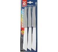 Couteau de table InoxBonomi 30006B, coffret de 6 pièces, 11 cm, manche blanc