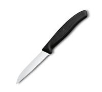 Couteau d'office SWISS CLASSIC 8 cm, dentelé, noir, plastique, Victorinox