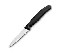 Couteau d'office SWISS CLASSIC 8 cm, dentelé, noir, plastique, Victorinox