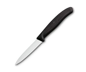 Couteau d'office SWISS CLASSIC 8 cm, dentelé, noir, plastique, Victorinox
