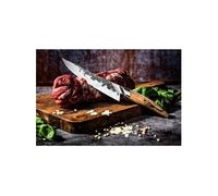 Forged Katai - Couteau de Chef 20,5 cm, Lame en Acier Japonais VG10, Manche en Bois de Racine Unique, Forgé Main, 10 ans de Garantie