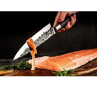 Forged Couteau de chef Sebra 20,5 cm Acier japonais 440C manche Dalbergia martelé 58 HRC