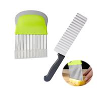Couteau Frites Manuel Acier Inoxydable 304 avec Etui Protection 22x3cm | Lame ondulee decoupe precise, anti-adhesif robuste, coupe legumes oignons, manche ergonomique, rangement compact securise