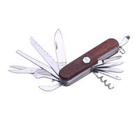 Couteau multifonctions manche en bois de santal - 11 fonctions - Marron foncé