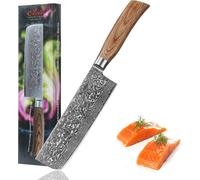 Couteau Nakiri Wakoli EDIB Pro en damas I Lame de 17 cm I Manche en bois de pakka