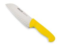 Couteau Santoku Arcos 2900 - Prof 290600 Avec Poches En Acier Inoxydable Nitrum Et Polypropylène Jaune Ergonomique Mango Avec Lame De 18 Cm, Vitrine.