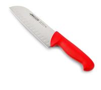 Couteau Santoku Arcos 2900- Prof 290622 Avec Poches En Acier Inoxydable Nitrum Et Polypropylène Rouge Ergonomique Mango Avec Lame De 18 Cm, Vitrine.
