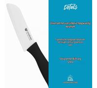 Couteau santoku céramique - Couteau de cuisine - Lame 12 cm - Lave-vaisselle - Maniable