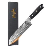 Couteau Santoku Damasquiné, 18 cm, couteau de cuisine professionnel, acier inoxydable Damasquiné VG10, manche en bois
