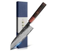 Couteau Santoku, lame de 18 cm, acier AUS-8, manche en ébène et en bois de ronce