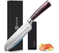 Couteau Santoku longueur de lame 17 cm Couteau de chef en acier allemand Couteau à sushi Couteau de cuisine avec manche ergonomique pour la maison et le restaurant