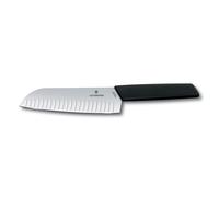 Couteau Santoku SWISS MODERN 17 cm, avec rainures ovales, noir, Victorinox
