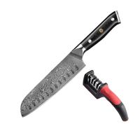 Couteau Santoku VURAHOME VG10 Damas 30 cm japonais 67 couches affûtage manche fibre verre