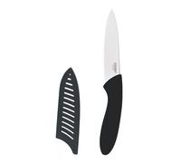 COOK CONCEPT - KD312411 Couteau en Céramique - Manche Soft Ergonomique - Conçu pour Éplucher et Trancher - Fourreau de Protection - Longueur 10 cm - Couleur Blanc