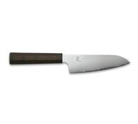 Couteau Yaxell Santoku Hana 12,5 cm - acier inoxydable 3 couches - manche en bois Pakka marron foncé