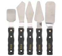 Couteaux à Palette Extra Large Manche Couteau Spatule Grattoir Peinture Couteau Pelle 5Pc Outils Auxiliaires Manche Noir Couleur Aquarelle Acrylique Gouache Palette Couteaux