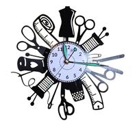 Couturière Horloge Machine À Coudre Horloge Murale Décorative Vinyle Moderne Vinyle Plaque Pour Cadeau D'anniversaire Evevo W0049
