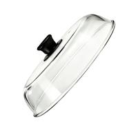 Couvercle alimentaire en verre borosilicate, protection contre les éclaboussures de micro-ondes avec bouton supérieur, cloche transparente de 26 cm pour le réchauffage des assiettes, repose-comptoir,