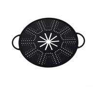 Couvercle anti-déversement en silicone avec grille d'aération et double poignée, résistant à la chaleur et tapis pour la cuisine, passe au lave-vaisselle, 34 x 27,5 cm (noir)