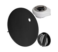 Couvercle avec filtre à cheveux pour écoulement de douche, Ø 115 mm, compatible avec Viega Tempoplex à partir de l'année de construction 2006, couvercle noir en ABS ASA et filtre à cheveux