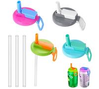 Couvercle Canette Soda 4 Pièces - Bouchon Anti Fuite Réutilisable avec Paille, Pour Canette 330 ml Cuneary