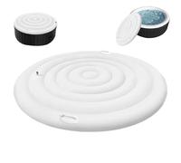 Couvercle de Bain à Remous, 145cm PVC Couverture de Spa Gonflable, Bâche Thermique Pliable, Couvercle Isolé Rond, Gonflage et Dégonflage Rapides, Coupe-Neige, Résistant Pluie, pour Salle Bain,Hôtel