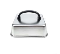 Couvercle de barbecue carré en acier inoxydable de 26 cm avec poignée - Couvercle dôme alimentaire pour un chauffage uniforme sur le barbecue au charbon de bois de terrasse (16 cm)
